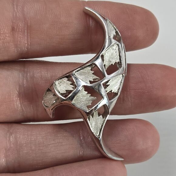 Vintage Crown Trifari Atomic MCM Unique Brooch Abstract Pointed Silver Tone - Picture 2 of 5